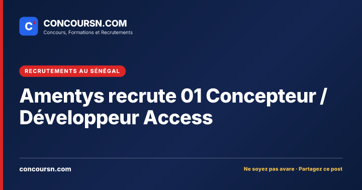Illustration de l’article : Amentys recrute 01 Concepteur / Développeur Access
