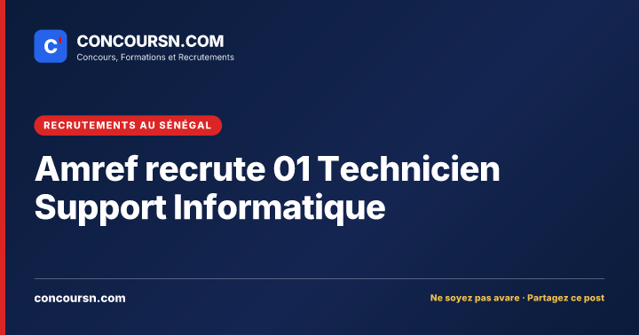 Illustration de l’article : Amref recrute 01 Technicien Support Informatique