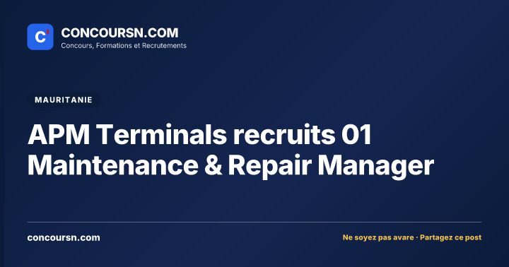 APM Terminals recruits 01 Maintenance & Repair Manager