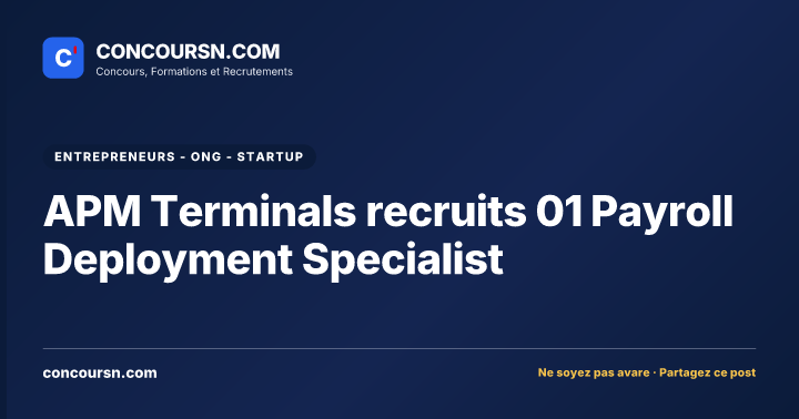 APM Terminals recruits 01 Payroll Deployment Specialist