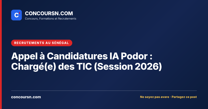 Illustration de l’article : Appel à Candidatures IA Podor : Chargé(e) des TIC (Session 2026)
