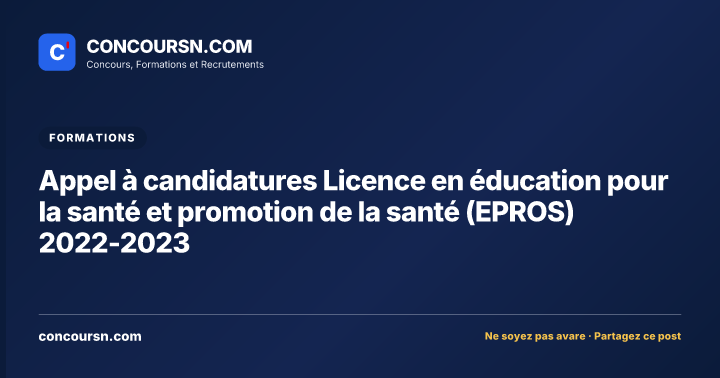 Illustration de l’article : Appel à candidatures Licence en éducation pour la santé et promotion de la santé (EPROS) 2022-2023