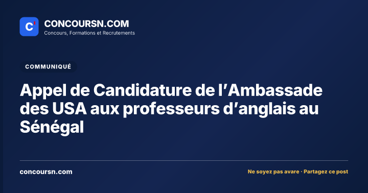 Illustration de l’article : Appel de Candidature de l’Ambassade des USA aux professeurs d’anglais au Sénégal