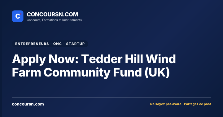 Apply Now: Tedder Hill Wind Farm Community Fund (UK)