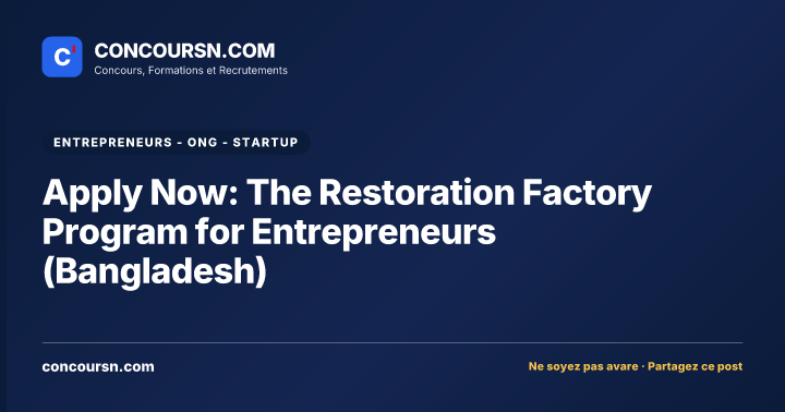 Illustration de l’article : Apply Now: The Restoration Factory Program for Entrepreneurs (Bangladesh)