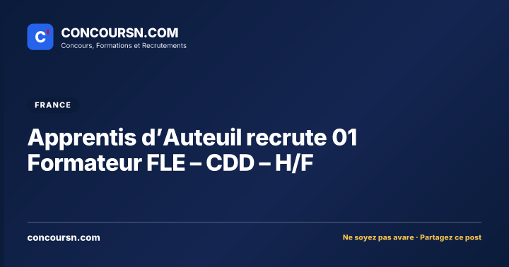Illustration de l’article : Apprentis d’Auteuil recrute 01 Formateur FLE – CDD – H/F