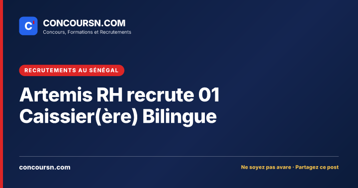 Illustration de l’article : Artemis RH recrute 01 Caissier(ère) Bilingue