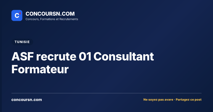 Illustration de l’article : ASF recrute 01 Consultant Formateur