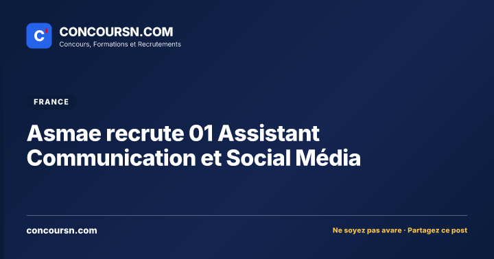 Illustration de l’article : Asmae recrute 01 Assistant Communication et Social Média