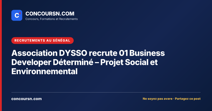 Illustration de l’article : Association DYSSO recrute 01 Business Developer Déterminé – Projet Social et Environnemental