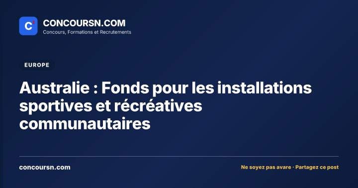 Illustration de l’article : Australie : Fonds pour les installations sportives et récréatives communautaires