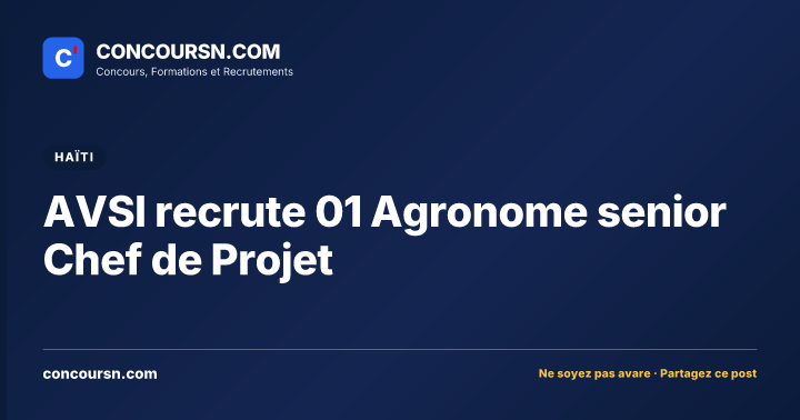 Illustration de l’article : AVSI recrute 01 Agronome senior Chef de Projet