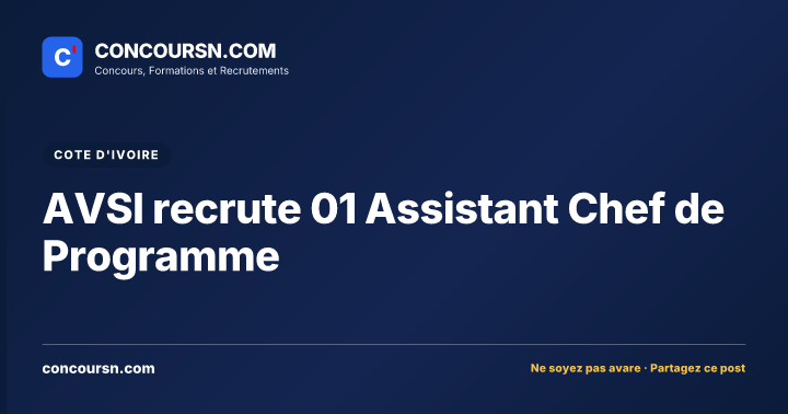 Illustration de l’article : AVSI recrute 01 Assistant Chef de Programme