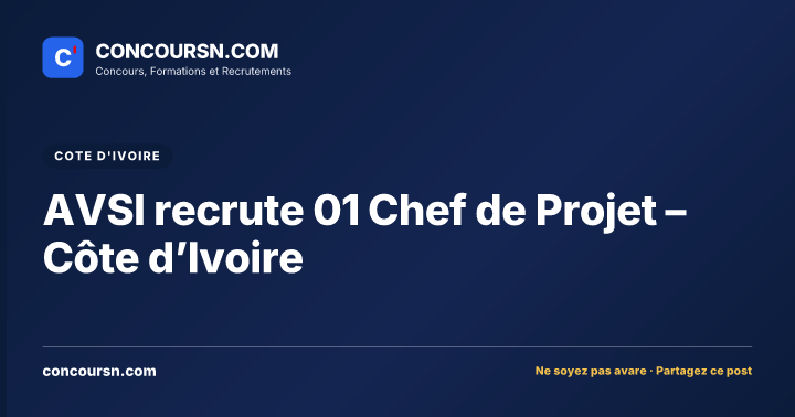 Illustration de l’article : AVSI recrute 01 Chef de Projet – Côte d’Ivoire