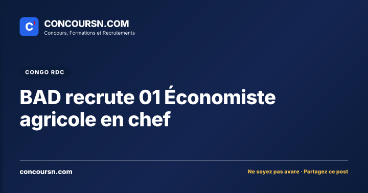 Illustration de l’article : BAD recrute 01 Économiste agricole en chef