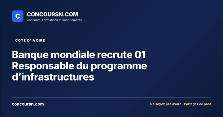 Illustration de l’article : Banque mondiale recrute 01 Responsable du programme d’infrastructures