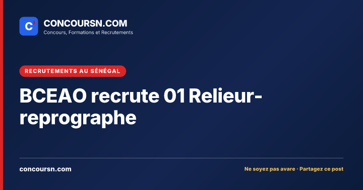 Illustration de l’article : BCEAO recrute 01 Relieur-reprographe