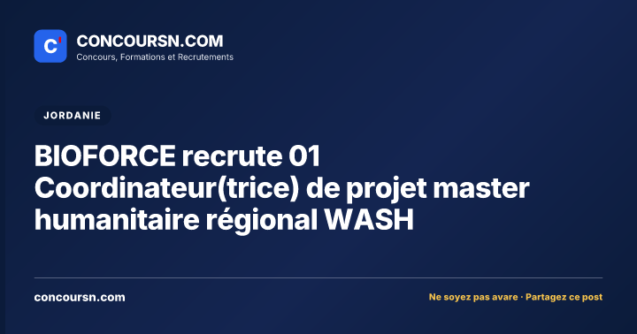 Illustration de l’article : BIOFORCE recrute 01 Coordinateur(trice) de projet master humanitaire régional WASH