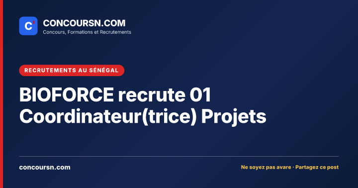Illustration de l’article : BIOFORCE recrute 01 Coordinateur(trice) Projets