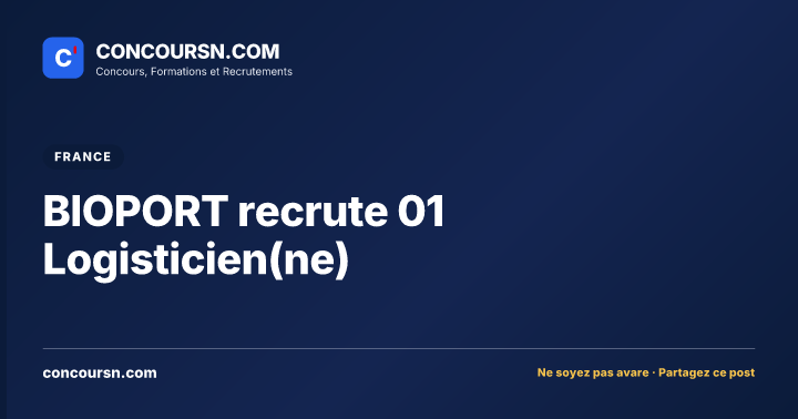 Illustration de l’article : BIOPORT recrute 01 Logisticien(ne)