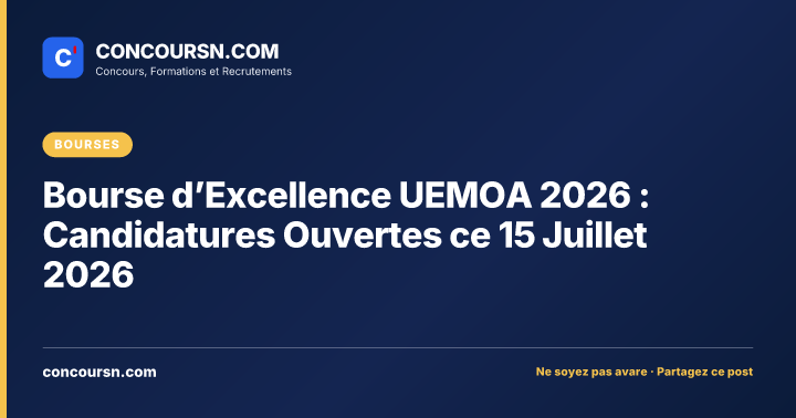 Illustration de l’article : Bourse d’Excellence UEMOA 2026 : Candidatures Ouvertes ce 15 Juillet 2026