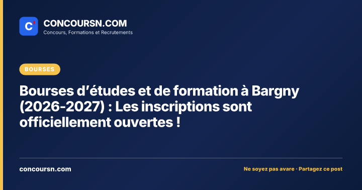 Illustration de l’article : Bourses d’études et de formation à Bargny (2026-2027) : Les inscriptions sont officiellement ouvertes !