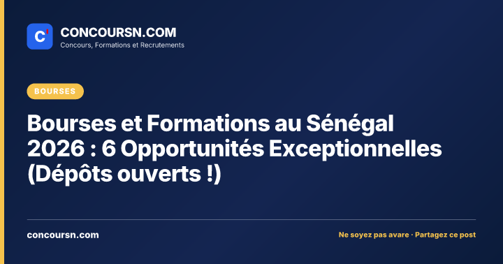 Illustration de l’article : Bourses et Formations au Sénégal 2026 : 6 Opportunités Exceptionnelles (Dépôts ouverts !)