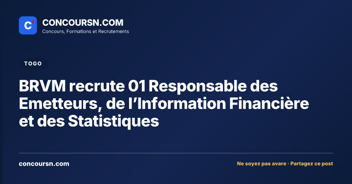 Illustration de l’article : BRVM recrute 01 Responsable des Emetteurs, de l’Information Financière et des Statistiques