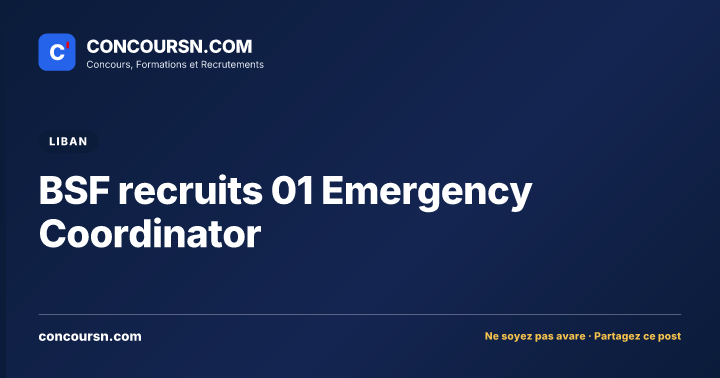 BSF recruits 01 Emergency Coordinator