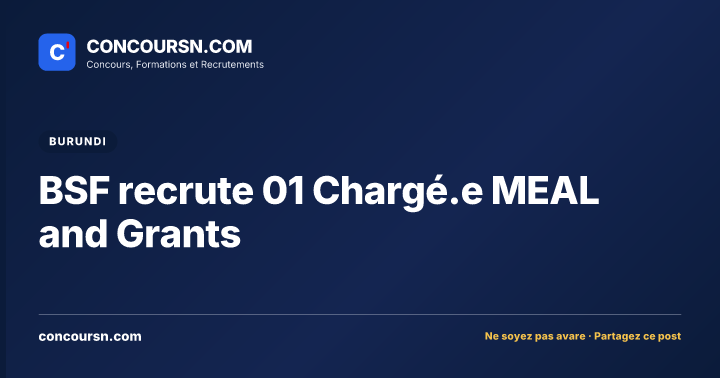 Illustration de l’article : BSF recrute 01 Chargé.e MEAL and Grants