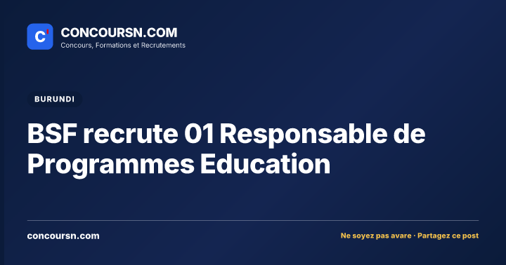 Illustration de l’article : BSF recrute 01 Responsable de Programmes Education