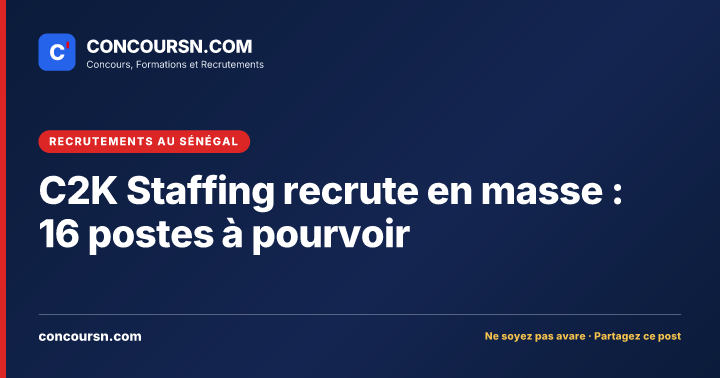 Illustration de l’article : C2K Staffing recrute en masse : 16 postes à pourvoir
