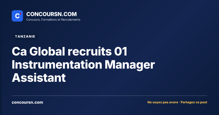 Ca Global recruits 01 Instrumentation Manager Assistant