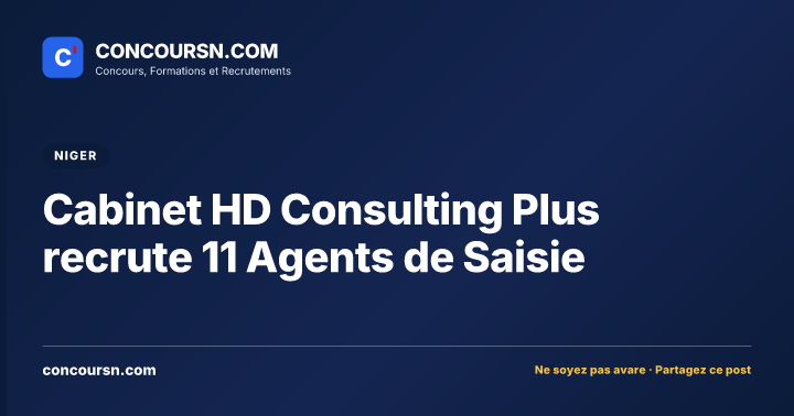 Illustration de l’article : Cabinet HD Consulting Plus recrute 11 Agents de Saisie