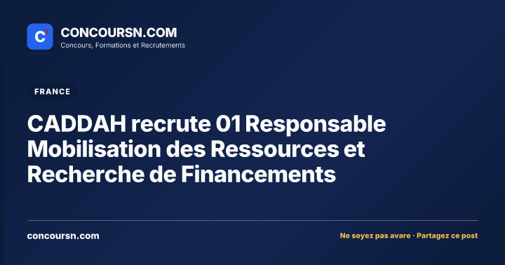 Illustration de l’article : CADDAH recrute 01 Responsable Mobilisation des Ressources et Recherche de Financements