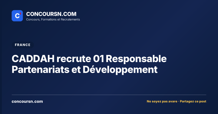 Illustration de l’article : CADDAH recrute 01 Responsable Partenariats et Développement