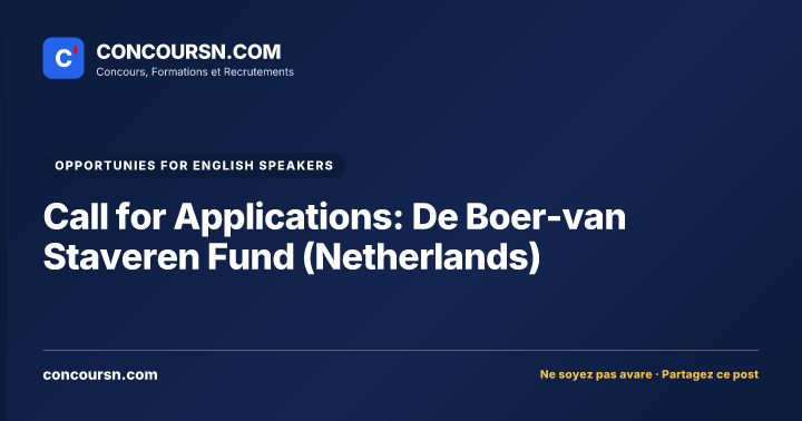 Illustration de l’article : Call for Applications: De Boer-van Staveren Fund (Netherlands)