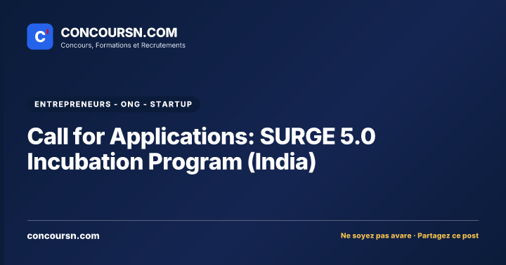 Illustration de l’article : Call for Applications: SURGE 5.0 Incubation Program (India)
