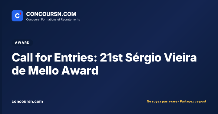 Illustration de l’article : Call for Entries: 21st Sérgio Vieira de Mello Award