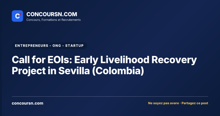 Illustration de l’article : Call for EOIs: Early Livelihood Recovery Project in Sevilla (Colombia)