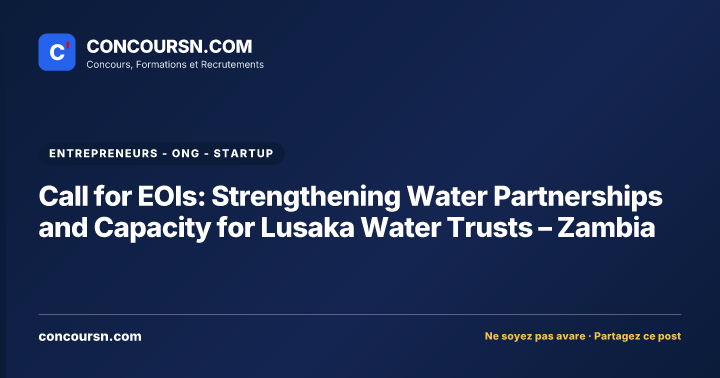 Illustration de l’article : Call for EOIs: Strengthening Water Partnerships and Capacity for Lusaka Water Trusts – Zambia
