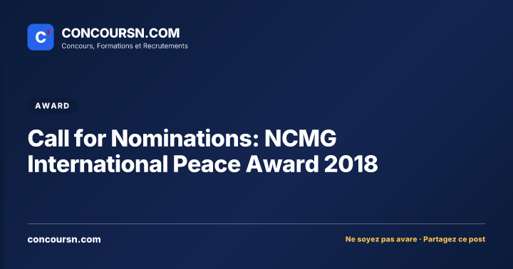 Illustration de l’article : Call for Nominations: NCMG International Peace Award 2018