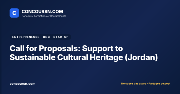 Call for Proposals: Support to Sustainable Cultural Heritage (Jordan)