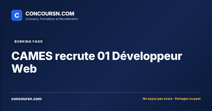 Illustration de l’article : CAMES recrute 01 Développeur Web