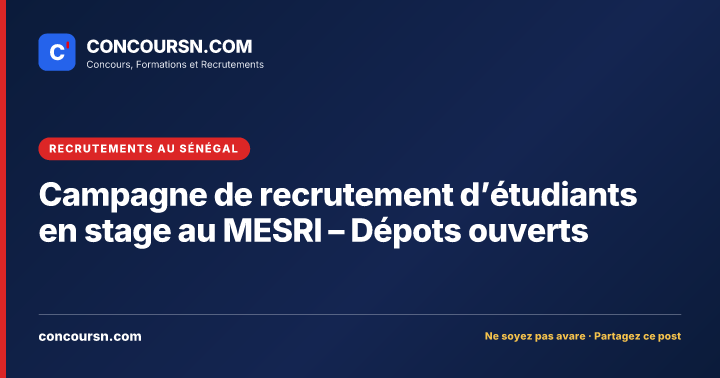 Illustration de l’article : Campagne de recrutement d’étudiants en stage au MESRI – Dépots ouverts