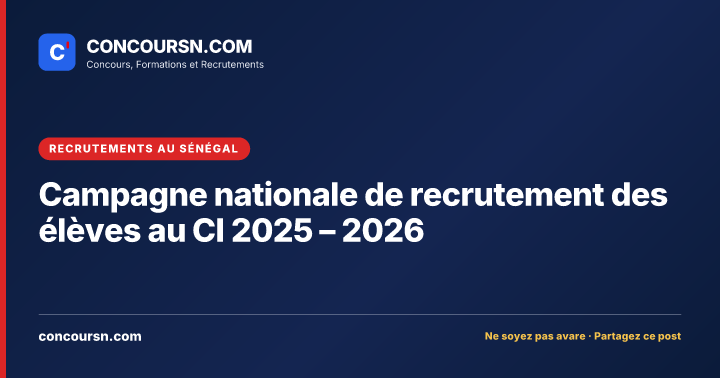 Illustration de l’article : Campagne nationale de recrutement des élèves au CI 2025 – 2026
