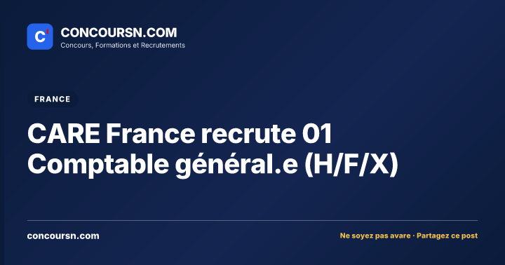 Illustration de l’article : CARE France recrute 01 Comptable général.e (H/F/X)