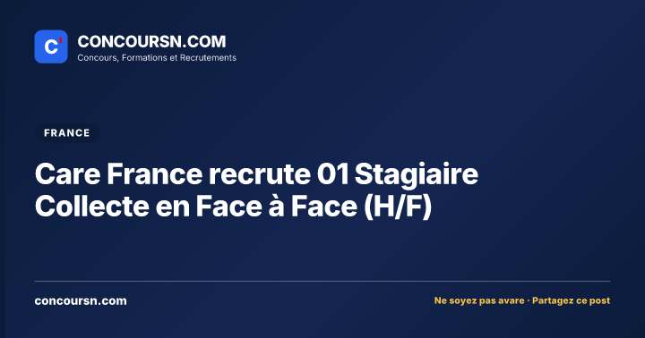 Illustration de l’article : Care France recrute 01 Stagiaire Collecte en Face à Face (H/F)