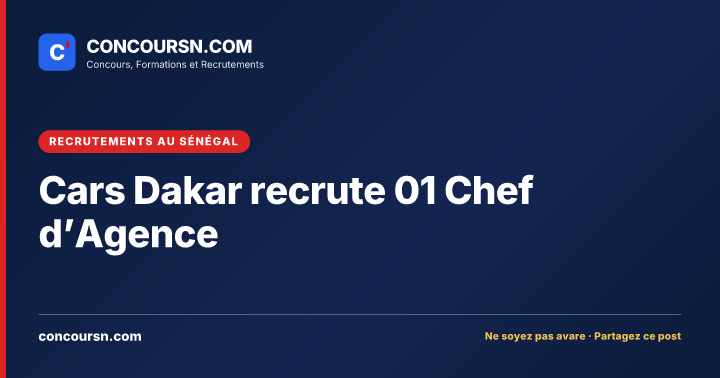 Illustration de l’article : Cars Dakar recrute 01 Chef d’Agence