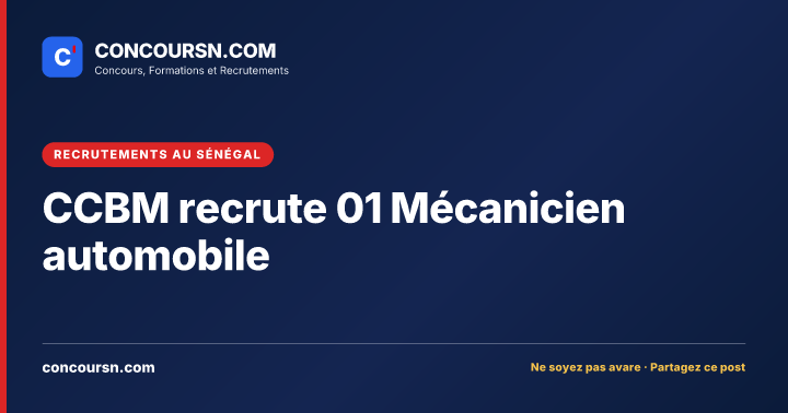 Illustration de l’article : CCBM recrute 01 Mécanicien automobile